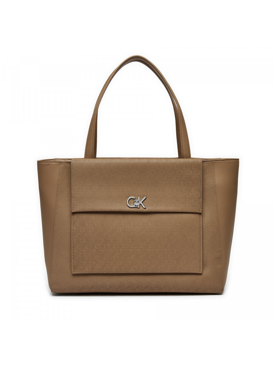 Kabelka Calvin Klein Ck Medium Shopper W Pocket Mono K60K613136 Hnědá